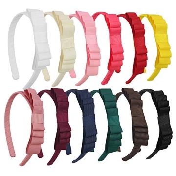 7Rainbows 12 Colors Cute Bows Headbands for Toddler Girls