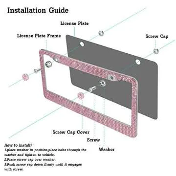2 Pack Crystal Stainless Steel License Plate Frames with Gift Box and Sparkly Screw Caps,Luxury Popular Bling Rhinestone Car Accessories for All Standard Plate Size (Pink)