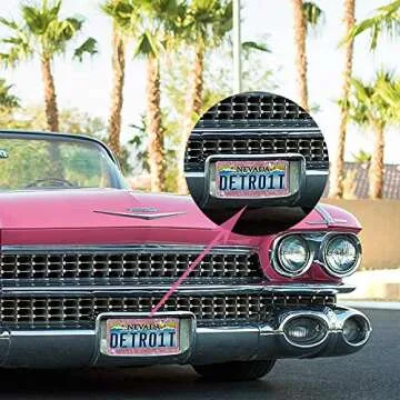 2 Pack Crystal Stainless Steel License Plate Frames with Gift Box and Sparkly Screw Caps,Luxury Popular Bling Rhinestone Car Accessories for All Standard Plate Size (Pink)