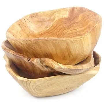EWEIGEER Hand-Carved Wooden Salad Bowl for Home Decor