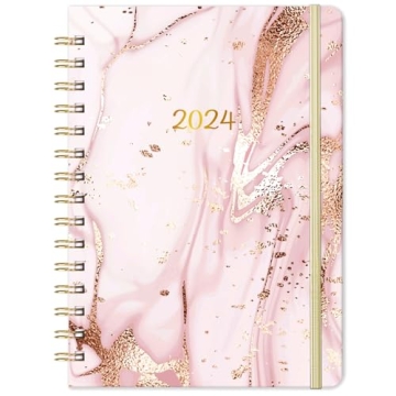 2024 Pink Planner Prelabeled Monthly Tabs Elastic Closure