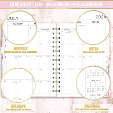 2024 Pink Planner Prelabeled Monthly Tabs Elastic Closure