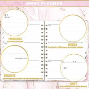 2024 Pink Planner Prelabeled Monthly Tabs Elastic Closure