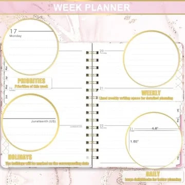 2024 Pink Planner Prelabeled Monthly Tabs Elastic Closure