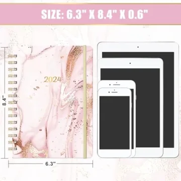 2024 Pink Planner Prelabeled Monthly Tabs Elastic Closure
