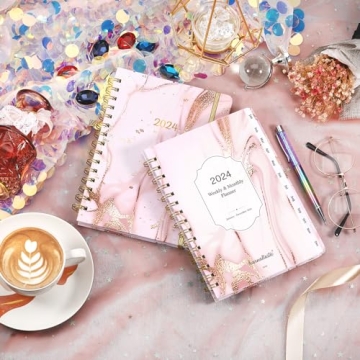 2024 Pink Planner Prelabeled Monthly Tabs Elastic Closure