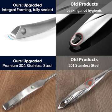 Skimmer Slotted Spoon, [Rustproof, Integral Forming, Durable] Newness 304 Stainless Steel Slotted Spoon with Vacuum Ergonomic Handle, Comfortable Grip Design Strainer Ladle for Kitchen, 14.96 Inches