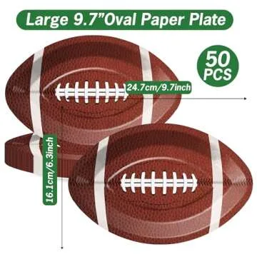 SJJPDYY 50 PCS Football Party Supplies Oval Plates