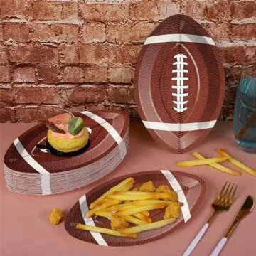 SJJPDYY 50 PCS Football Party Supplies Oval Plates