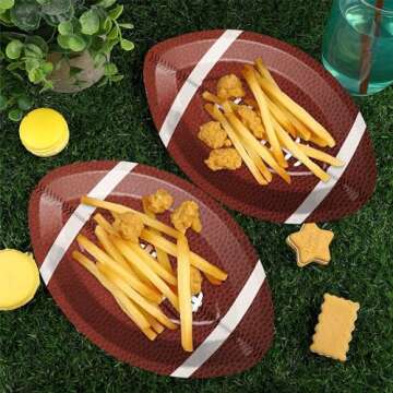 SJJPDYY 50 PCS Football Party Supplies Oval Plates