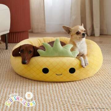Squishmallows 30-Inch Maui Pineapple Pet Bed - Large Ultrasoft Official Squishmallows Plush Pet Bed