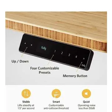 Fully Jarvis Standing Desk 60" x 27" Dark Bamboo Top - Electric Adjustable Desk Height from 30" to 49" with Memory Preset Controller (Rectangle, Black Frame)