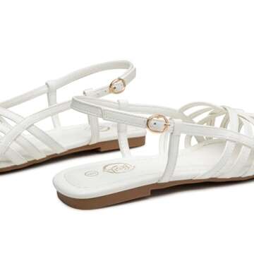 Trary Women's Flat Sandals Gladiator Sandals for Women Comfortable Ankle Strap Sandals Casual Fisherman Strappy Sandals for Women Dressy Summer Beach Shoes