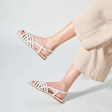 Trary Women's Flat Sandals Gladiator Sandals for Women Comfortable Ankle Strap Sandals Casual Fisherman Strappy Sandals for Women Dressy Summer Beach Shoes