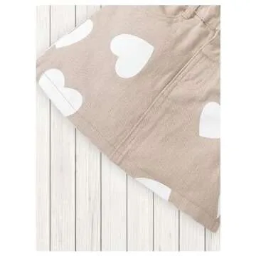 BEAUDRM Girl's Heart Pattern High Waist A Line Skirt Casual Regular Fit Short Denim Skirts Apricot 4Y