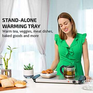 OVENTE Electric Warming Tray with Adjustable Temperature Control Perfect for Buffets, Restaurants, H...