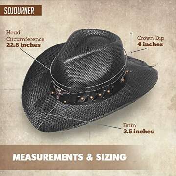 Black Cowboy Hat - Western Hats for Women, Adjustable Cowboy Hat Men, Black Cowgirl Hats Women Designed with Longhorn Bull Band - Shapable Mens Cowboy Hat w/Wide Brim