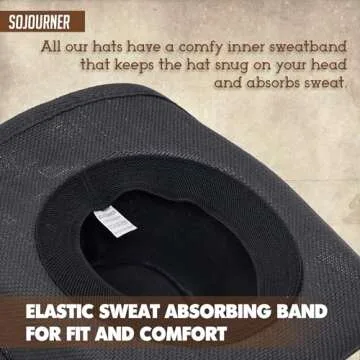 Stylish Black Cowboy Hat with Adjustable Fit and Brim