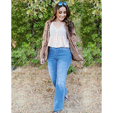 GRAPENT Women's Hippy Pants for Women Hippie Jeans Country Club Attire Women Trendy Outfits for Women 2024 Concert Outfit Basic Jeans for Women Color Indigo Medium Blue Size 12 Size 14