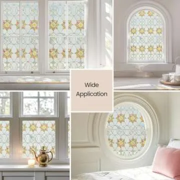 3D Stained Glass Window Film, Decorative Window Privacy Film for Bathroom,Front Door,Home, Sun Blocking Heat Control,Static Cling,Victoria, 23.6inch x 35.4inch
