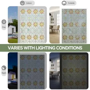 3D Stained Glass Window Film, Decorative Window Privacy Film for Bathroom,Front Door,Home, Sun Blocking Heat Control,Static Cling,Victoria, 23.6inch x 35.4inch