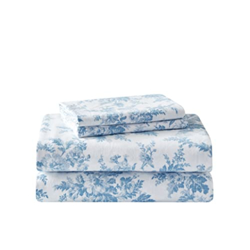 Laura Ashley Cotton Flannel Twin Sheet Set for Cozy Nights