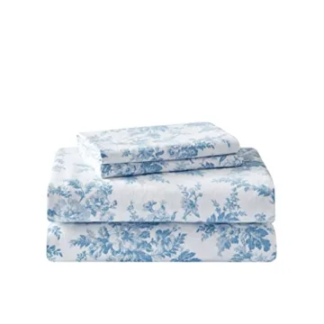 Laura Ashley Cotton Flannel Twin Sheet Set for Cozy Nights