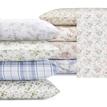 Laura Ashley Cotton Flannel Twin Sheet Set for Cozy Nights
