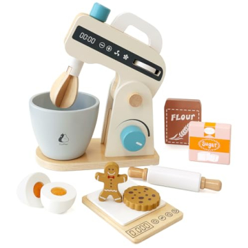PairPear Playstand Mixer for Kids - Safe Wooden Kitchen Toy
