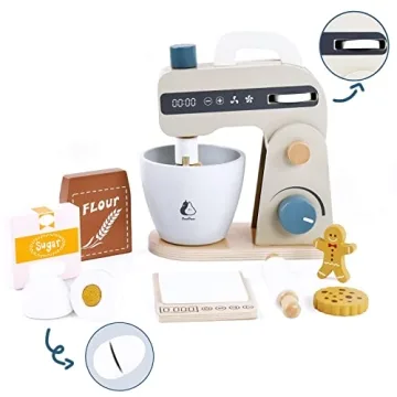 PairPear Playstand Mixer for Kids - Safe Wooden Kitchen Toy