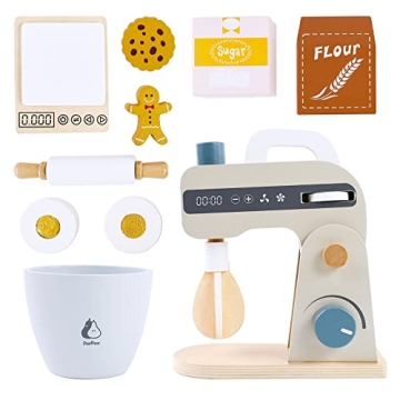 PairPear Playstand Mixer for Kids - Safe Wooden Kitchen Toy