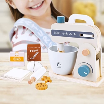 PairPear Playstand Mixer for Kids - Safe Wooden Kitchen Toy