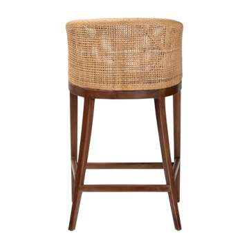 bali & pari Lumajang Bohemian Light Honey Rattan and Wood Bar Stool
