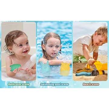 7-Piece Mold Free Silicone Baby Bath Toy Set for Infants 6-12 Months, Bathtub Toys for Toddlers 1-3,...