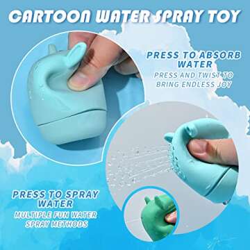 7-Piece Mold Free Silicone Baby Bath Toy Set for Infants 6-12 Months, Bathtub Toys for Toddlers 1-3, Water Toys, Pool Toy, Dishwasher Safe