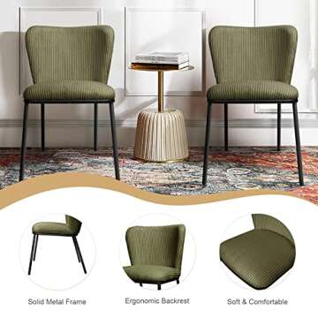 Stylish SIMTONAL Green Dining Room Chairs Set of 2