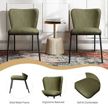 Stylish SIMTONAL Green Dining Room Chairs Set of 2