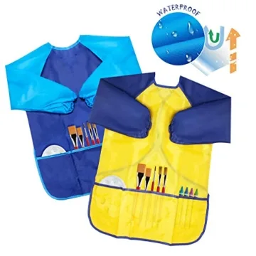 Kids Art Smocks 2 Pack with Long Sleeves and Pockets