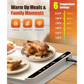 Food Warming Mat with Adjustable Heat & Timer Settings