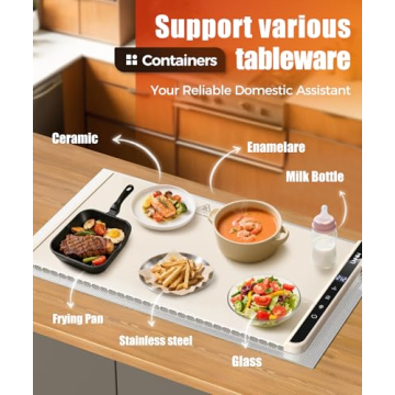 Food Warming Mat with Adjustable Heat & Timer Settings