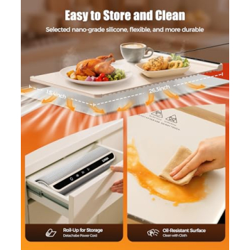 Food Warming Mat with Adjustable Heat & Timer Settings