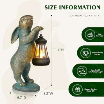MININOVA Garden Statues Rabbit with Solar Lantern Outdoor Bunny Figurines Decorations for Patio Yard...