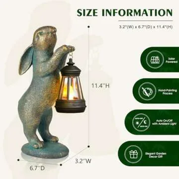 MININOVA Garden Statues Rabbit with Solar Lantern Outdoor Bunny Figurines Decorations for Patio Yard...
