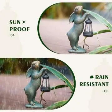 MININOVA Garden Statues Rabbit with Solar Lantern Outdoor Bunny Figurines Decorations for Patio Yard Lawn Ornaments Gifts for Birthday Easter Housewarming