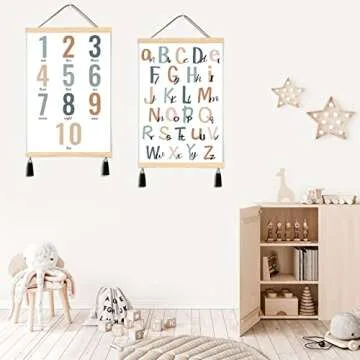 LIYAOLI Abc Poster for Toddlers Wall Baby Nursery Magnetic Poster Hanger Wood Frame Canvas Wall Art 2 Set of 16x24in Abc Wall Decor for Girls Bedroom Playroom Baby Room Classroom