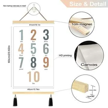 LIYAOLI Abc Poster for Toddlers Wall Baby Nursery Magnetic Poster Hanger Wood Frame Canvas Wall Art 2 Set of 16x24in Abc Wall Decor for Girls Bedroom Playroom Baby Room Classroom
