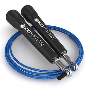 WOD Nation Adjustable Speed Jump Rope for Men & Children - Blazing Fast Fitness Skipping Rope for Bo...