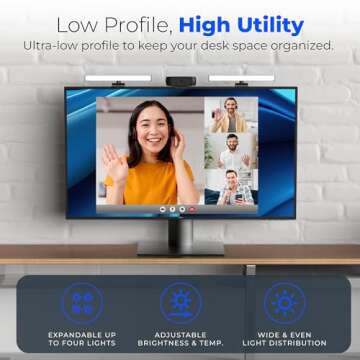 HumanCentric Video Conference Lighting - Webcam Light for Streaming, LED Monitor and Laptop Light for Video Conferencing, Zoom Lighting for Computer, Replaces Ring Light for Zoom Meetings, Double Kit