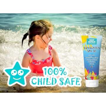 Reef Safe Sunscreen SPF 30+ All Natural, Water Resistant, Moisturizing, Biodegradable, Broad Spectrum UVA/UVB Coral Friendly Mineral Suncream from Reef Repair 4 fl. Oz