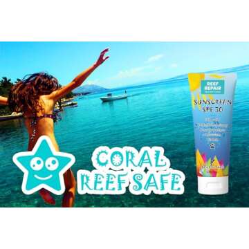 Reef Safe Sunscreen SPF 30+ All Natural, Water Resistant, Moisturizing, Biodegradable, Broad Spectrum UVA/UVB Coral Friendly Mineral Suncream from Reef Repair 4 fl. Oz
